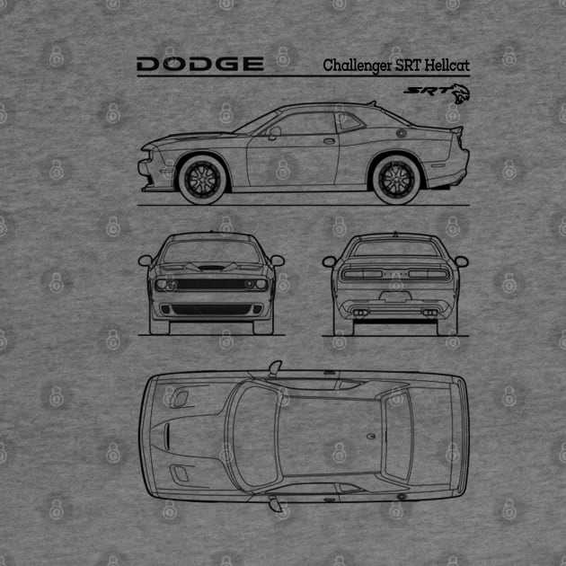 Dodge Challenger SRT Hellcat Patent Black by Luve